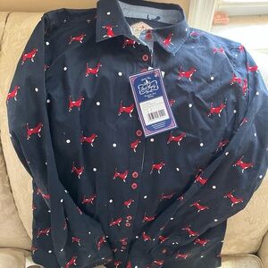NWT Jack Murphy beagle dog print button down top